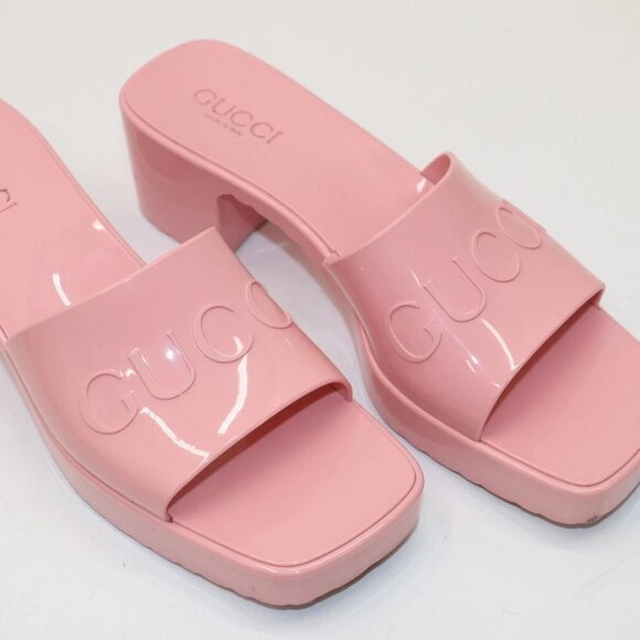 Gucci Rubber Slide Sandal Pink Platform - 624730 Size 40 - US 10 - Picture 11 of 14